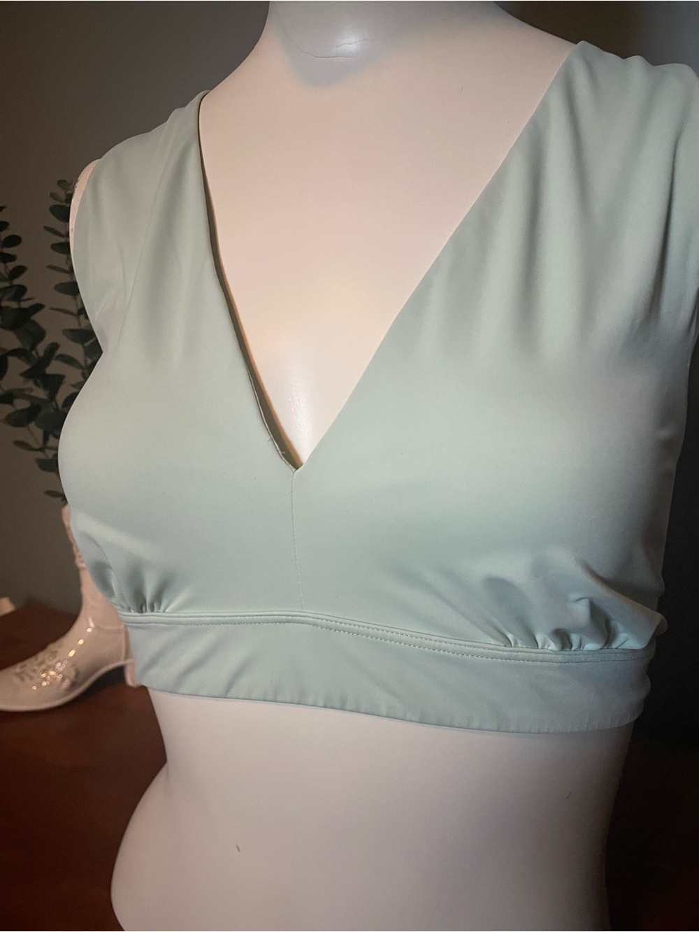 Old Navy Sage Green V-Neck Crop Bralette